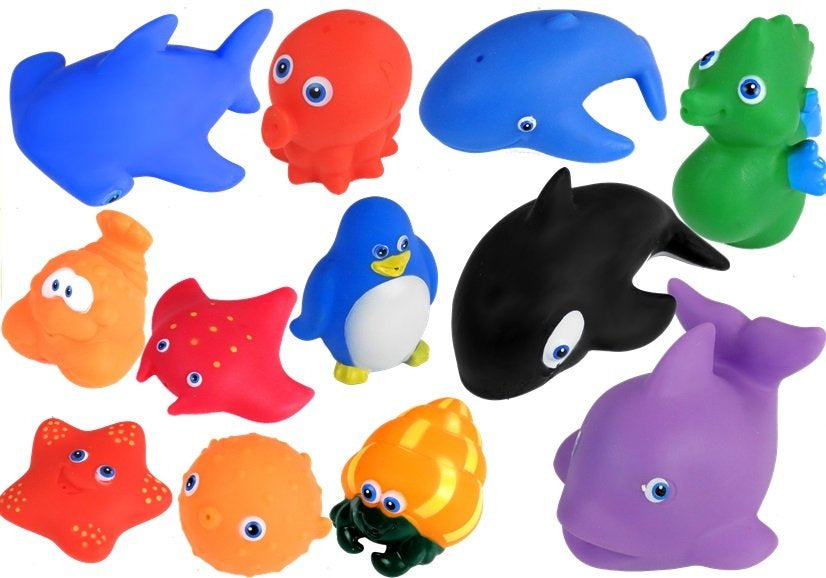 Set dječjih gumenih igračaka za kupanje 12u1 Aquatic sa hvataljkom - šareni