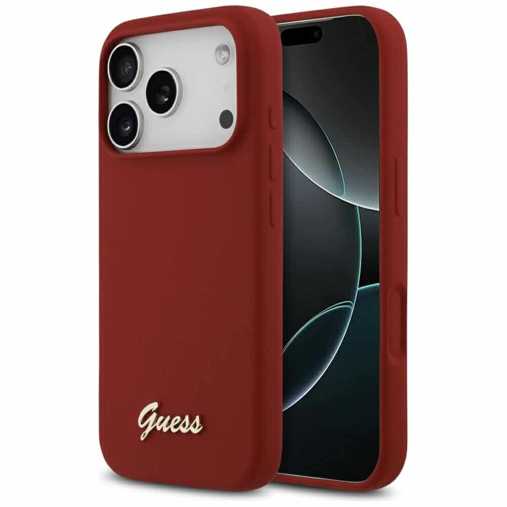 Guess MagSafe kryt s kovovým logem a nápisem (GUHMP17XSMBSLM) pro iPhone 17 Pro Max – purpurová