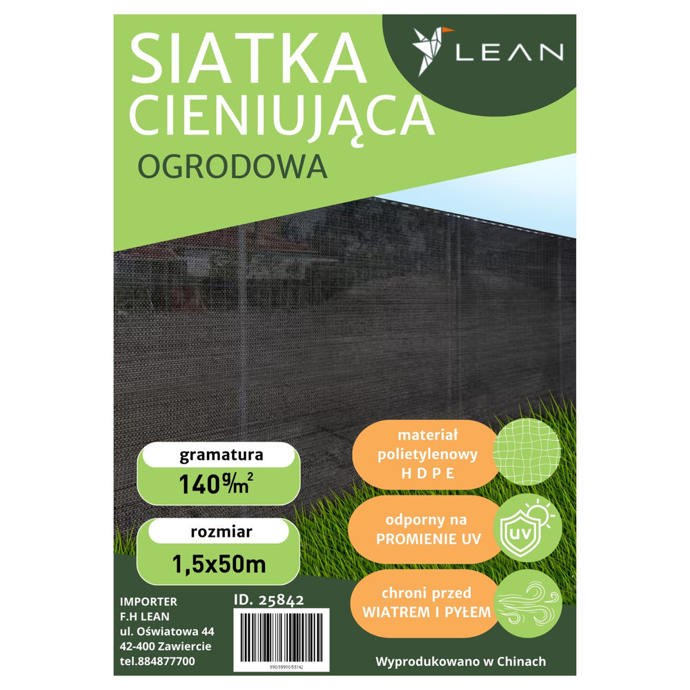 Zaštitna mreža za ogradu 1.5M x 50M 140g/m² - zelena