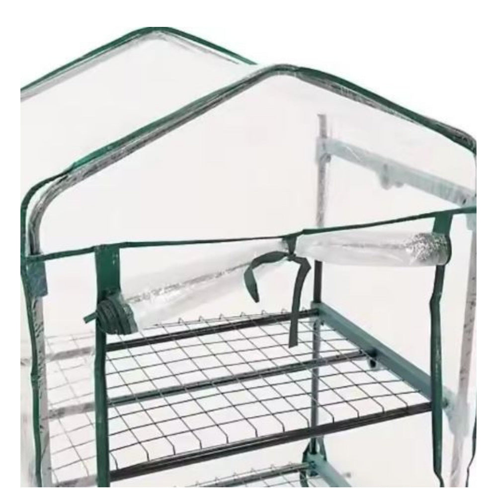 Vrtni staklenik s PVC folijom i 4 metalne police 69 x 49 x 157cm