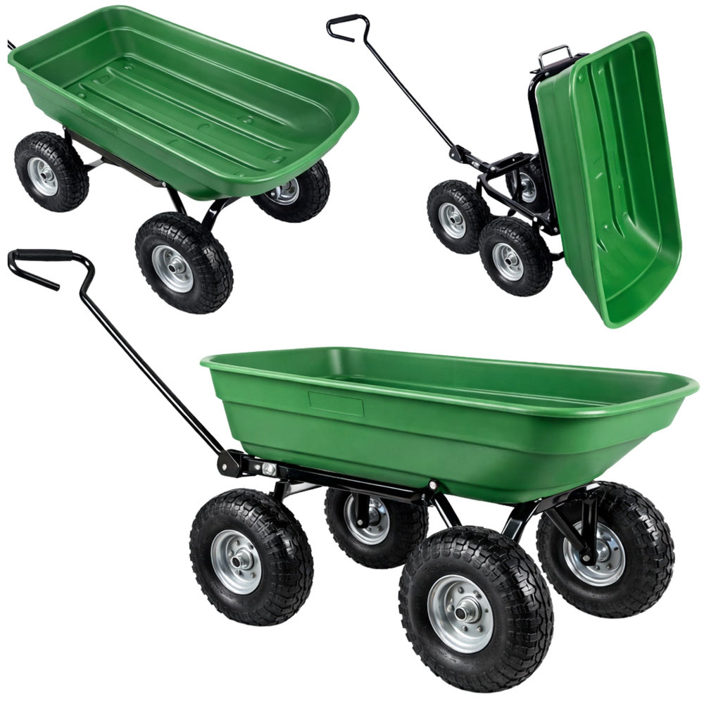 Vrtna kiper kolica za prijevoz tereta Tilting Tray 120 kg - zelena