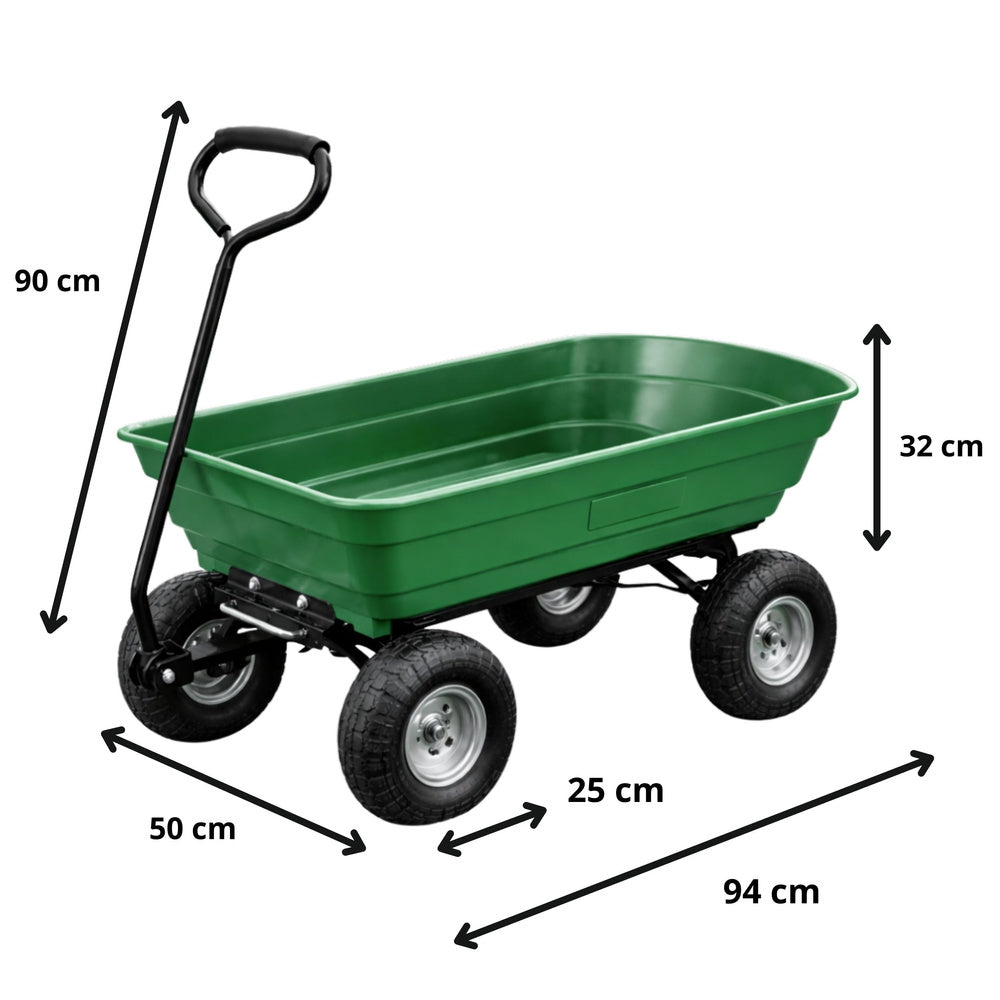 Vrtna kiper kolica za prijevoz tereta Tilting Tray 120 kg - zelena