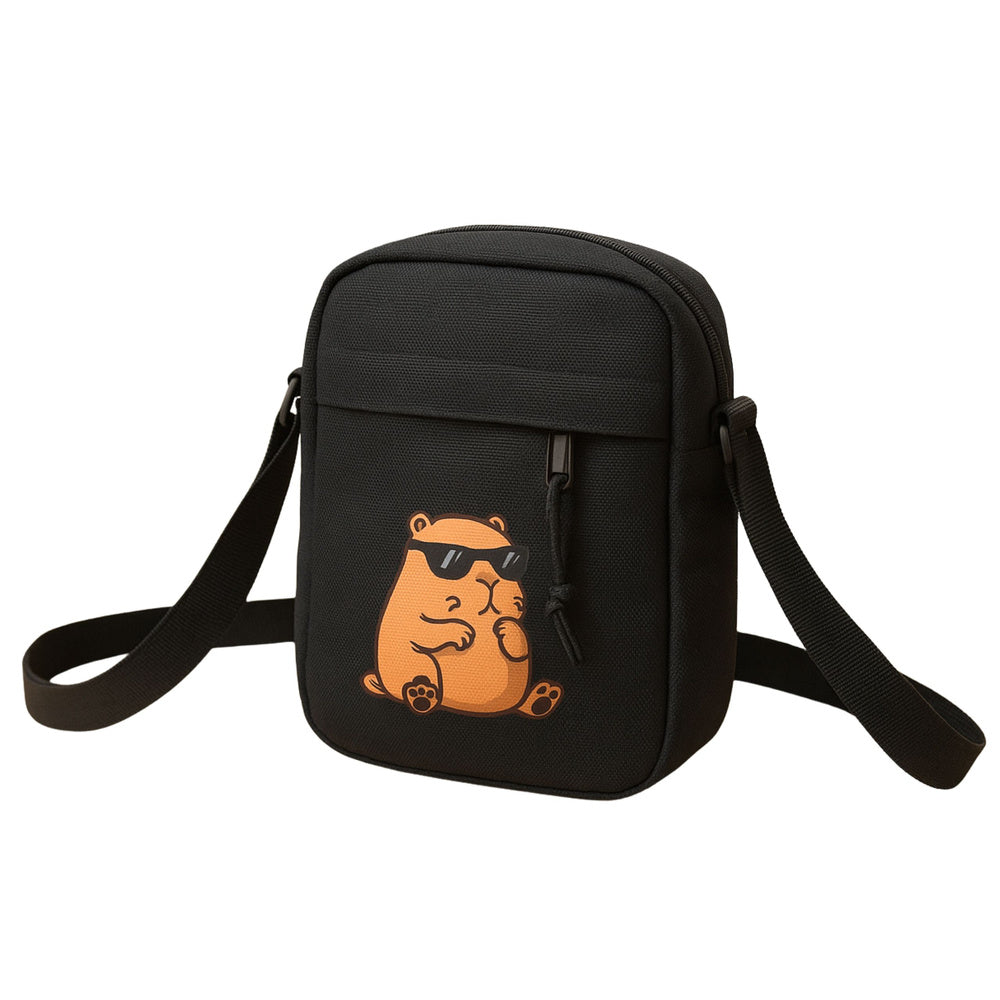 Capybara Shoulder Bag Adjustable Strap Black 19.5 x 14 cm
