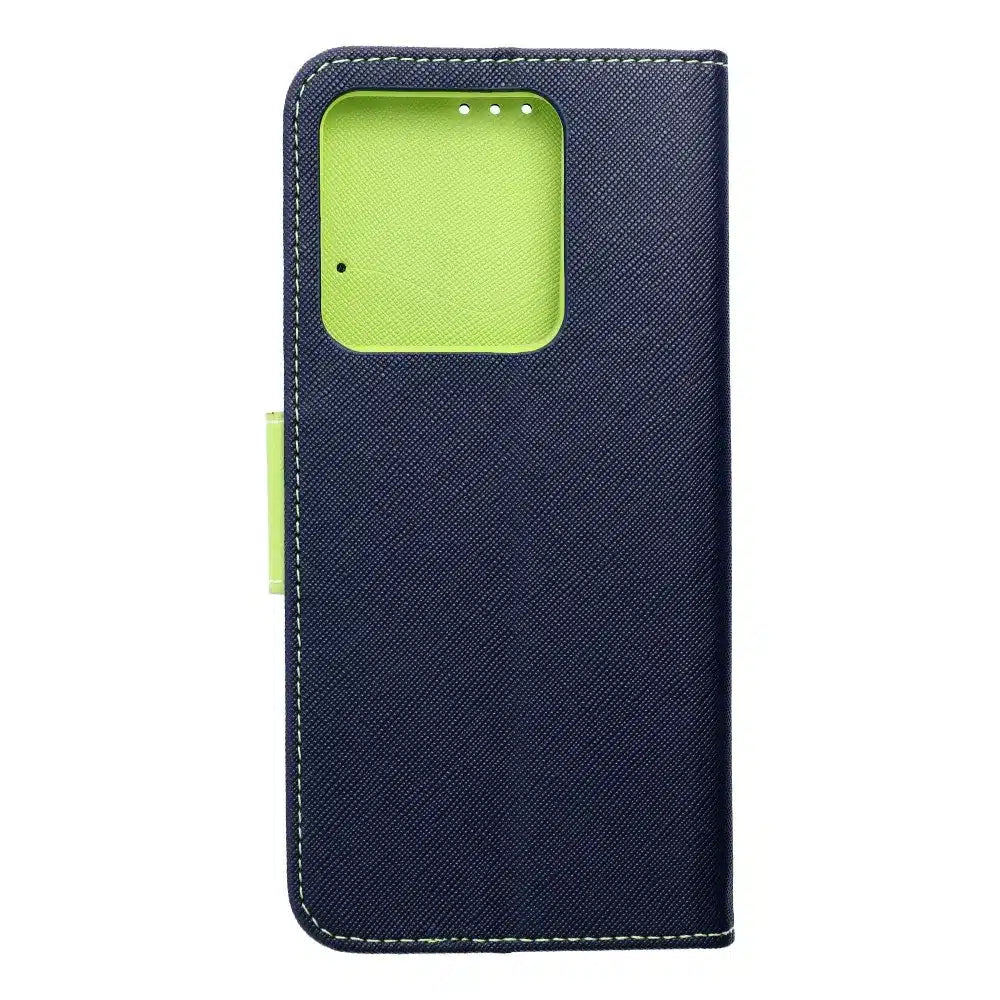 Pouzdřené knížkové pouzdro Fancy pro XIAOMI Redmi NOTE 13 5G tmavě modrá / limetka