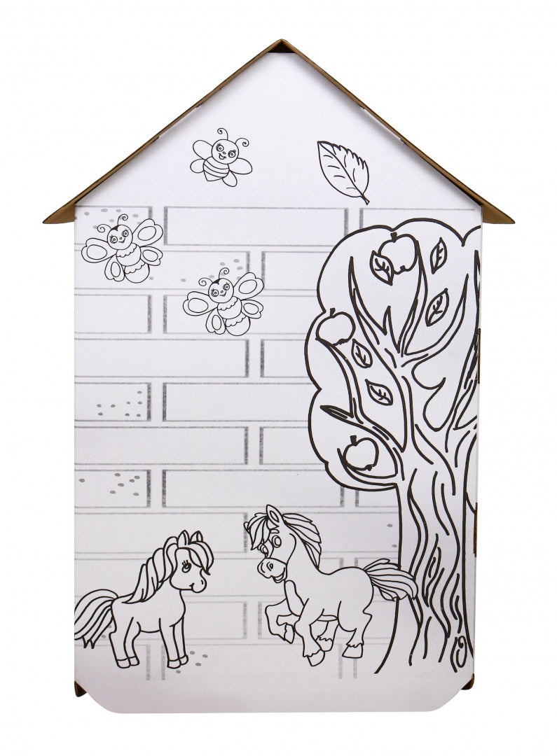 House XXL with horses 3D coloring book for children