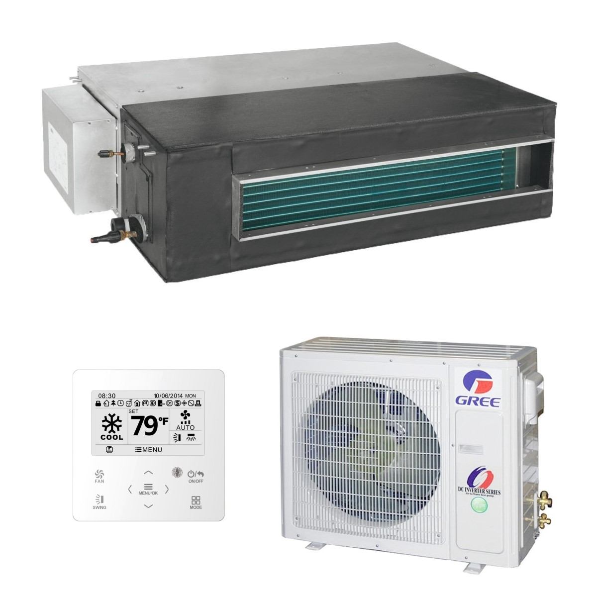 Gree kanalni klima uređaj 12,1kW GUD125PHS(A-S)/GUD125W(NhA-S), za prostor do 120m2, A++ energetska klasa