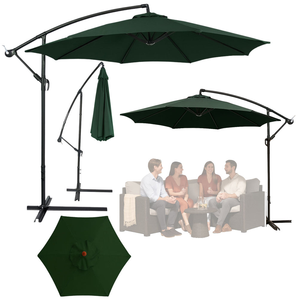 Vrtni suncobran s podesivim nagibom 350 x 250cm - zeleni