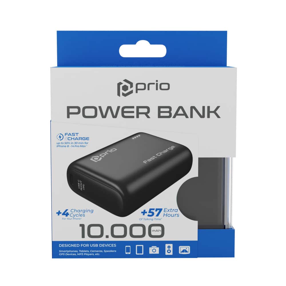 Prio Fast Charge (22,5 W SCP/20 W PD/QC3.0) Power Bank 10 000 mAh černá