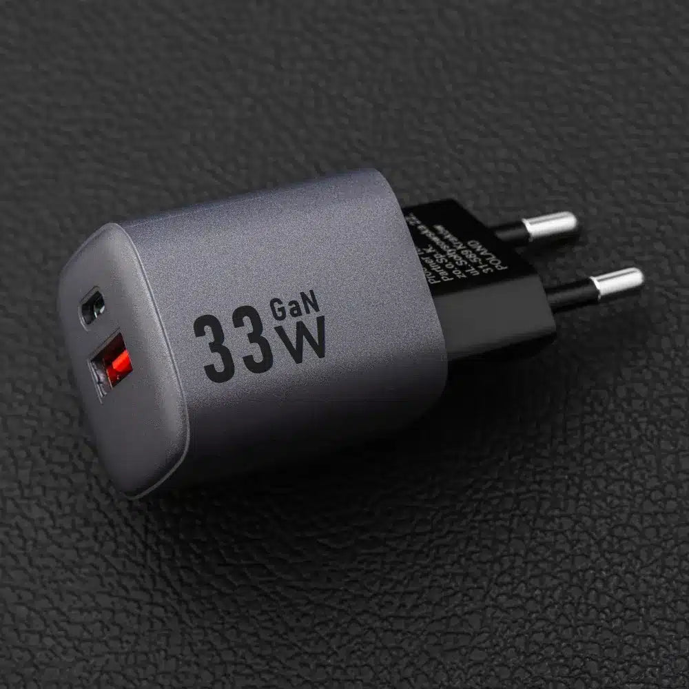 Nabíječka na telefon Forcell F-Energy GaN USB C + USB A QC4.0 PD 3A 33W VT-31 šedá