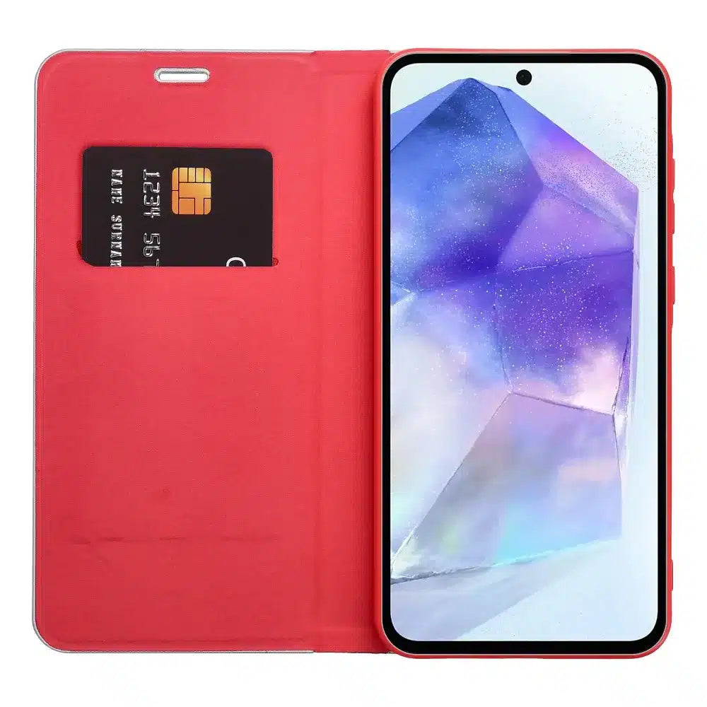 LUNA Book Carbon pouzdro pro SAMSUNG GALAXY A35 5G červené