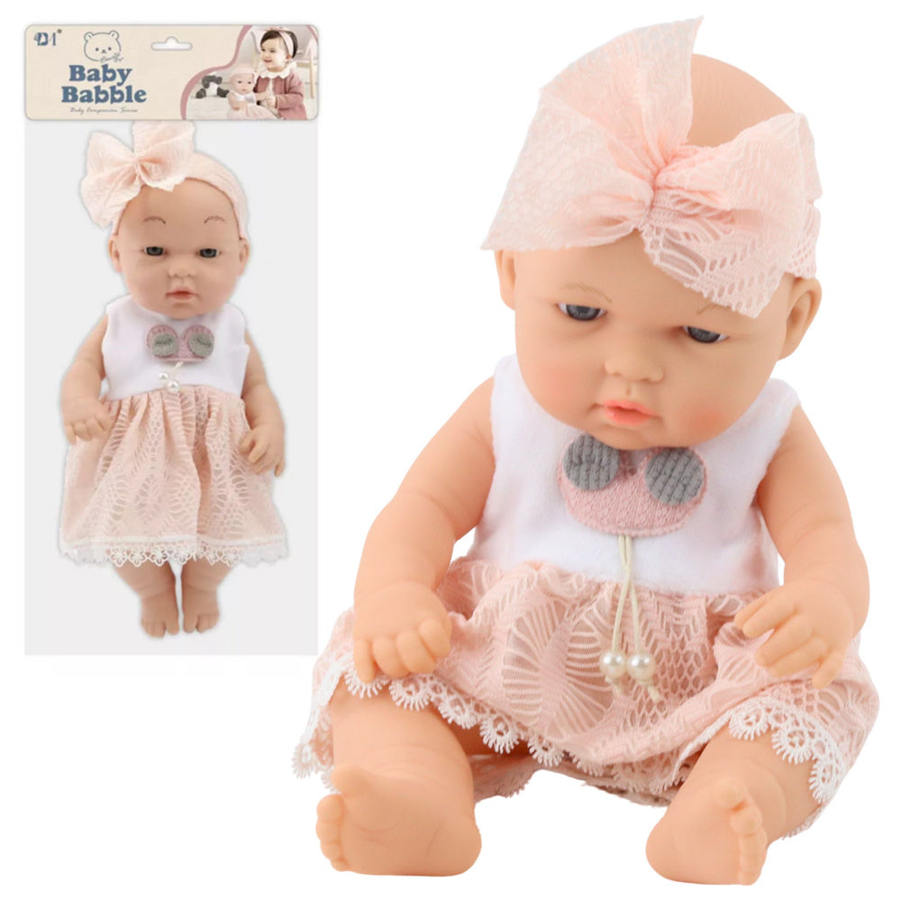 Baby Doll in a Pink Dress, Headband, Movable Arms and Legs, 30cm