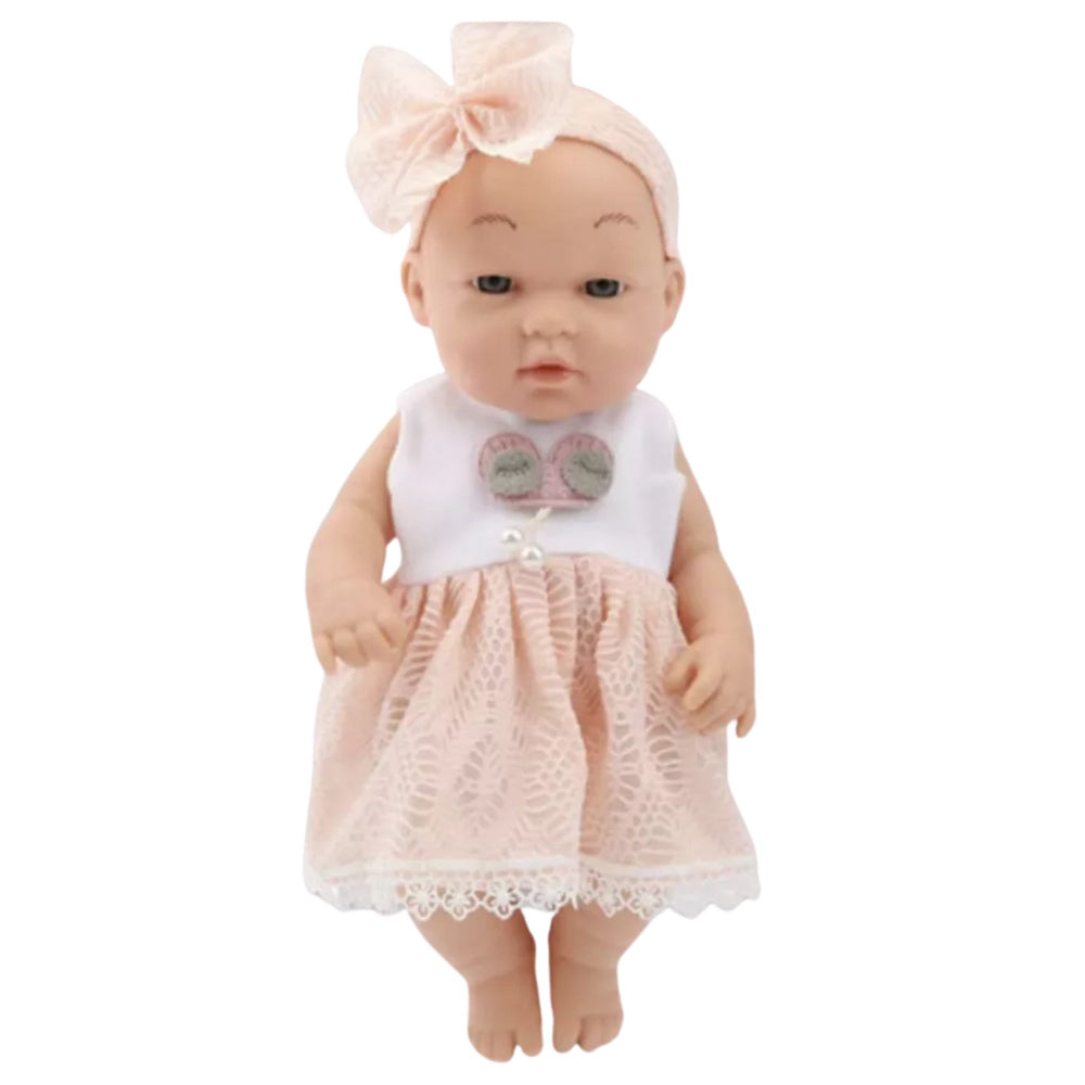 Baby Doll in a Pink Dress, Headband, Movable Arms and Legs, 30cm