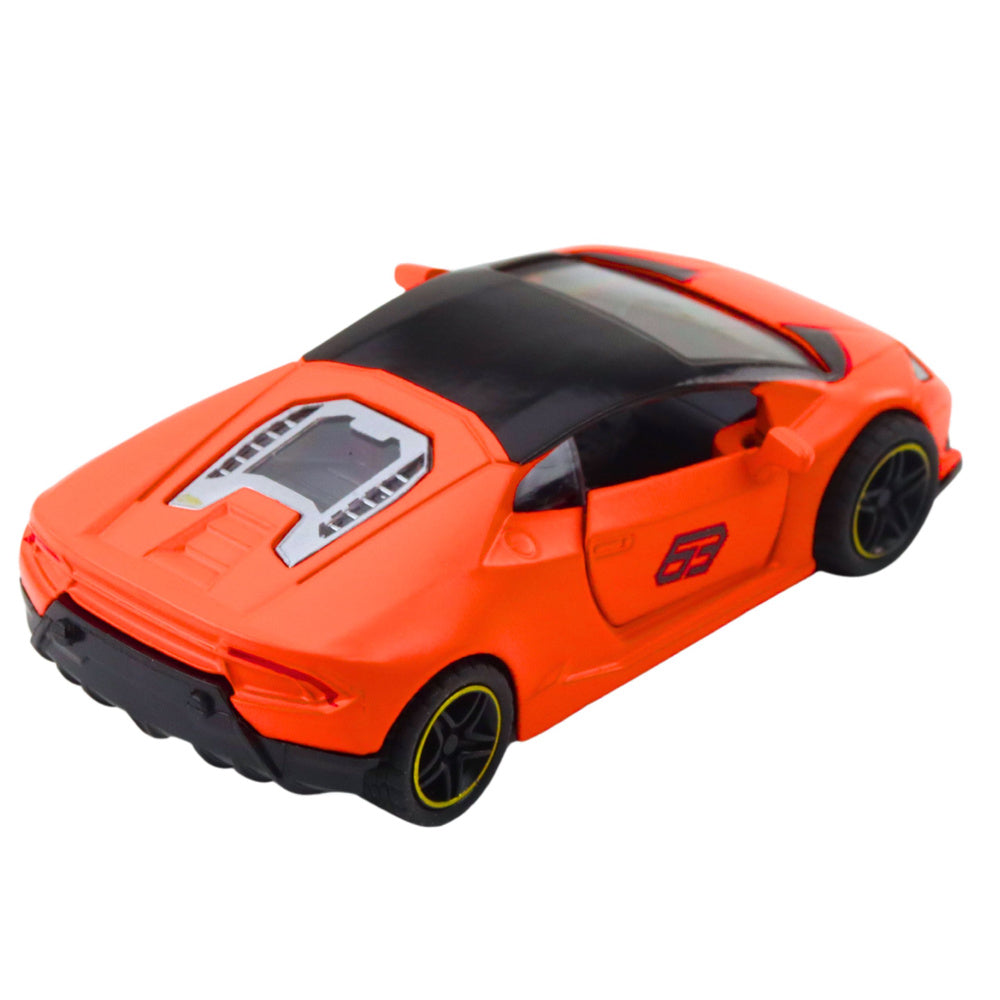 Sports Car Pull Back Metal Orange 1:43