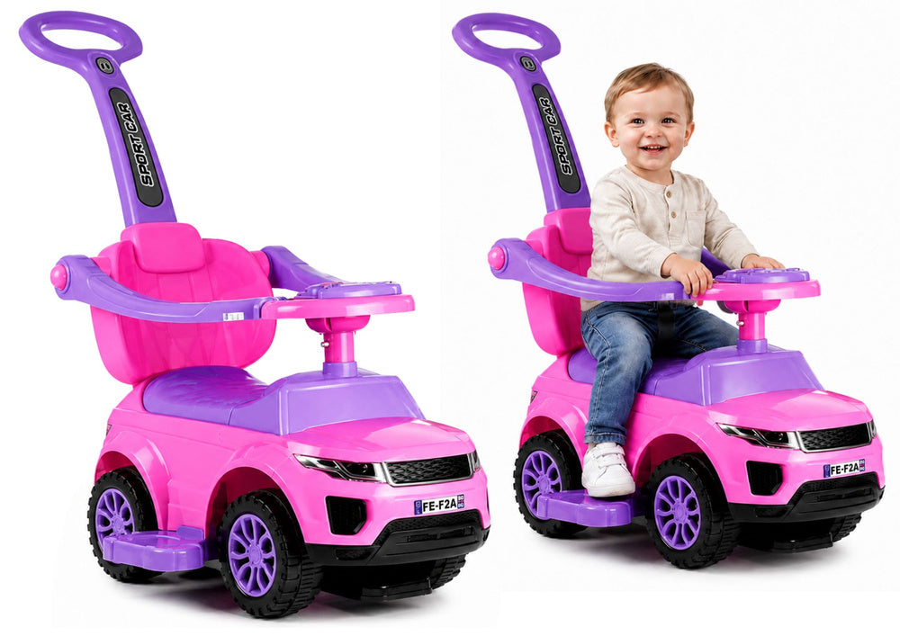 614W Toddlers Ride On Push Along with Parent Handle - Pink