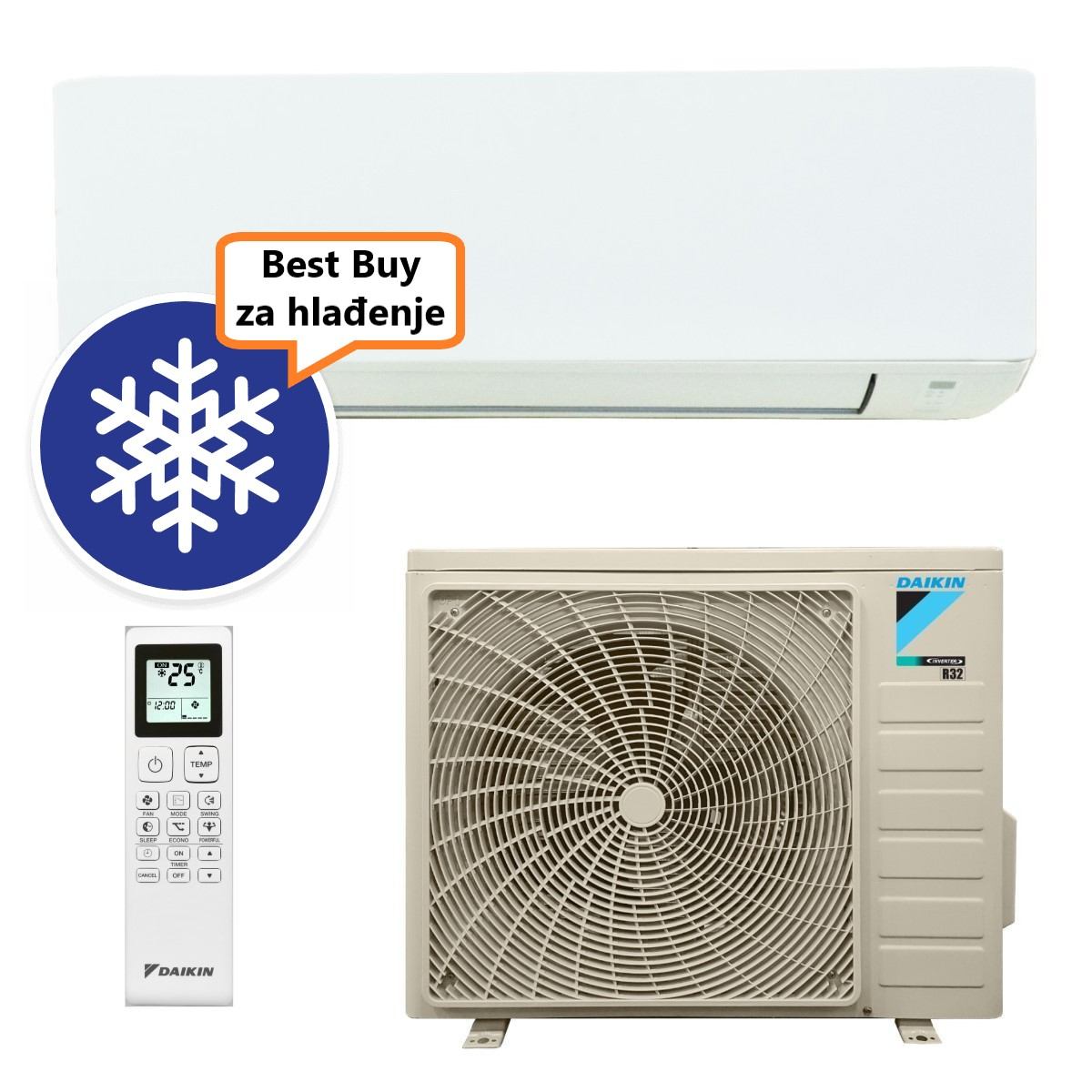 DAIKIN KLIMA UREĐAJ 6,23 kW - FTXC60E/RXC60E - Sensira, za prostor do 60m2, A++ energetska klasa, R-32