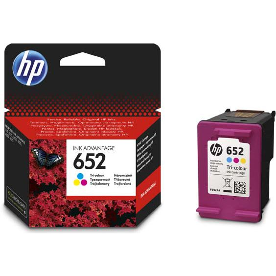 HP 652 Tri-color Original Ink Advantage Cartridge spremnik s tintom 1 kom Standardni prinos Plavo, Magenta, Žuto