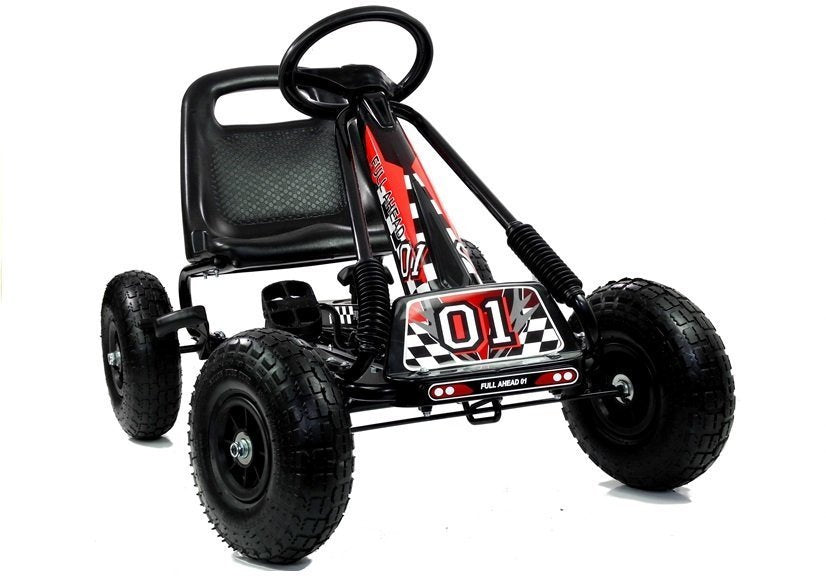 Go-Kart na pedale A-15 s pumpanim kotačima - Crni