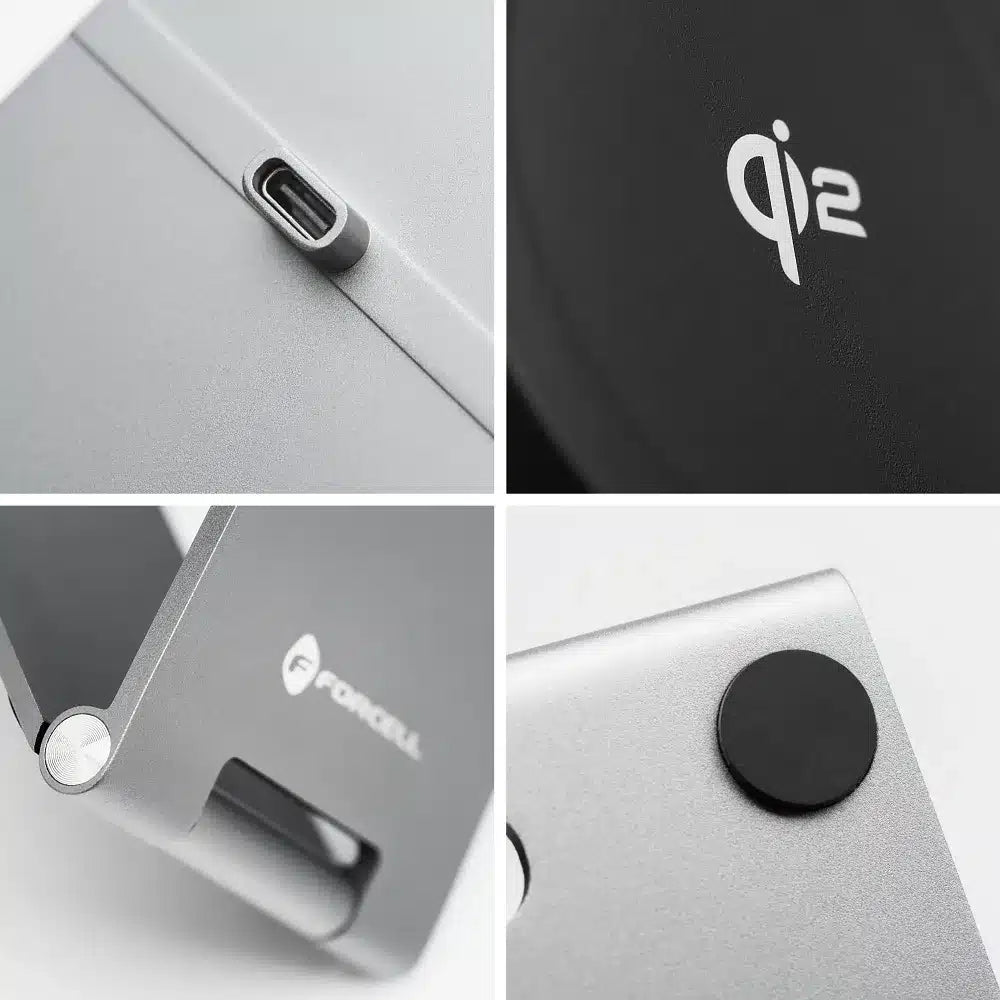 FORCELL F-ENERGY Flip Charge Qi2 15W MagSafe kompatibilní bezdrátová nabíječka stříbrná