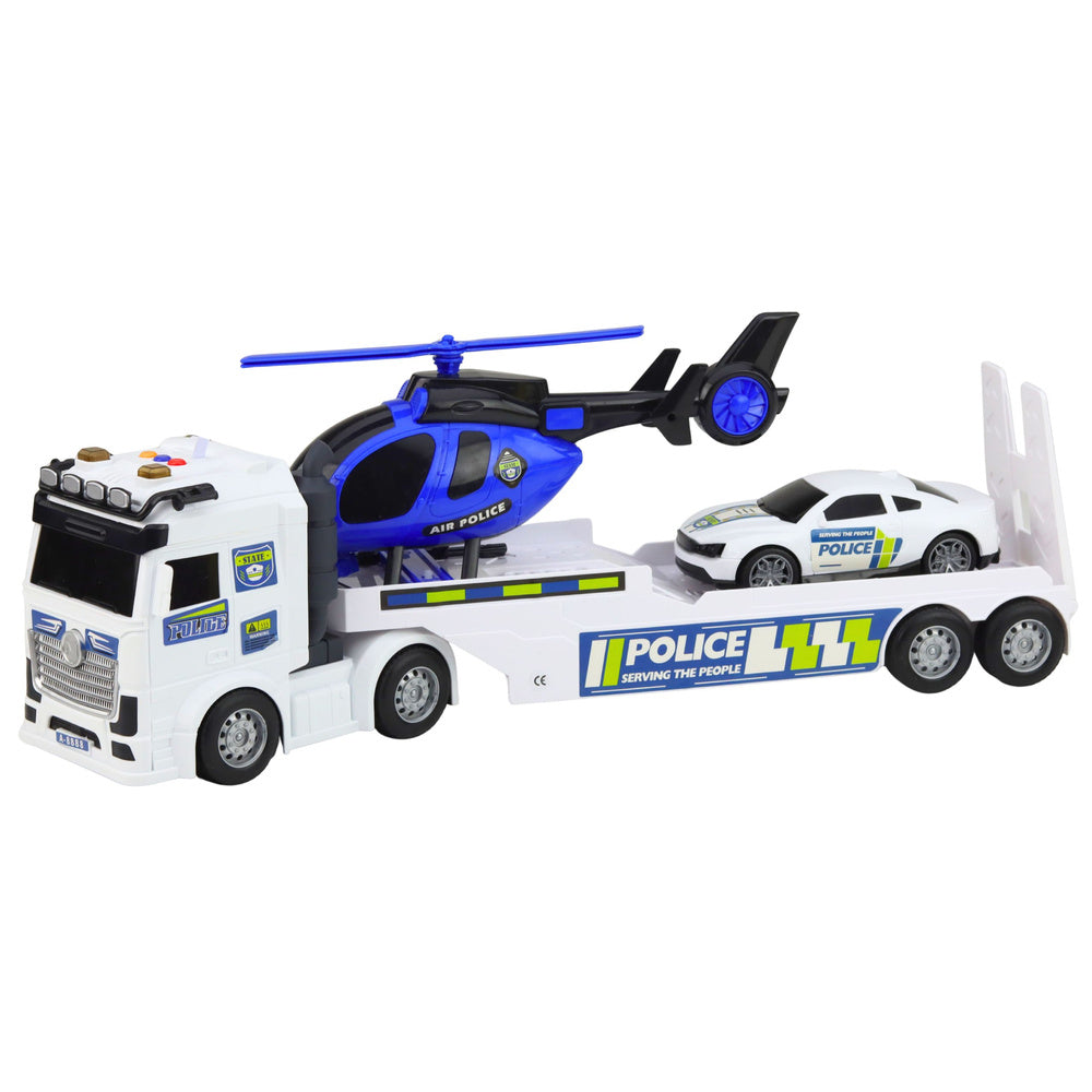 Policijski set vozila za igru sa autićem i helikopterom - bijelo/plavi