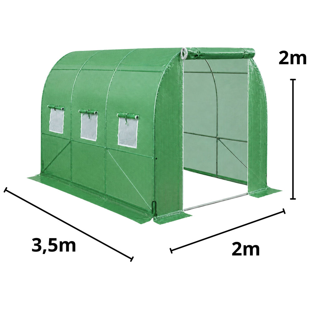 Vrtni plastenik 3,5 x 2 x 2M PRO FRAME - 30M² - zeleni