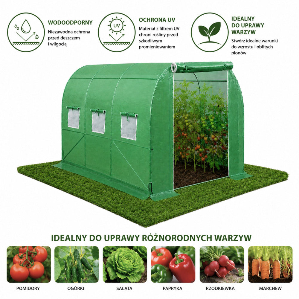 Vrtni plastenik 3,5 x 2 x 2M PRO FRAME - 30M² - zeleni