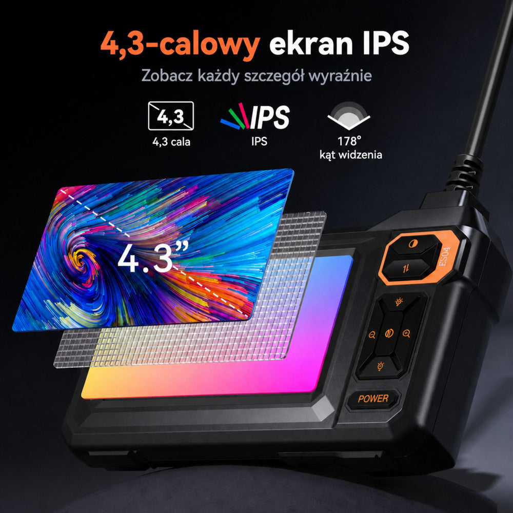 Inspekcijski endoskop s kamerom 8 LEDs LCD 4.3'' IP67