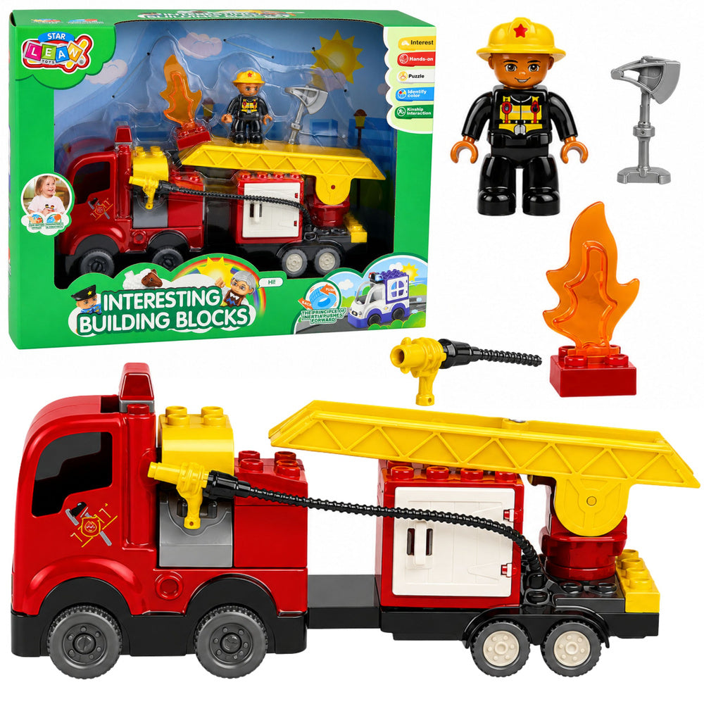Fire Department Motorized Fire Truck Firefighter Figure Building Blocks Set