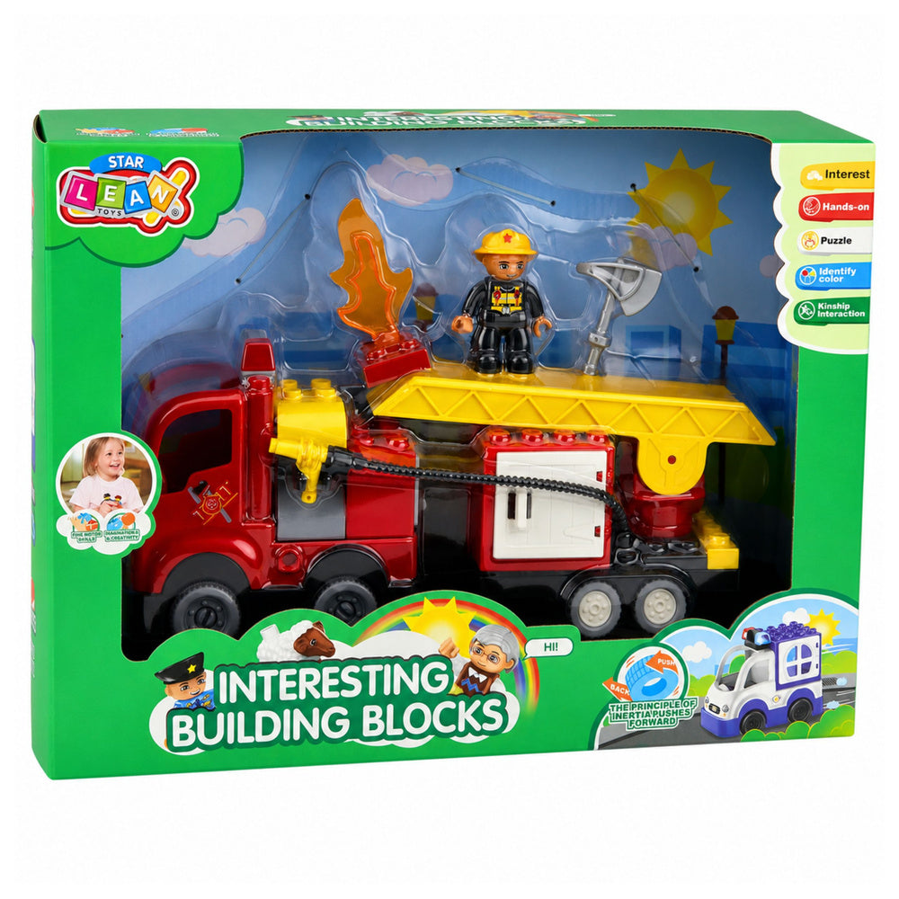 Fire Department Motorized Fire Truck Firefighter Figure Building Blocks Set