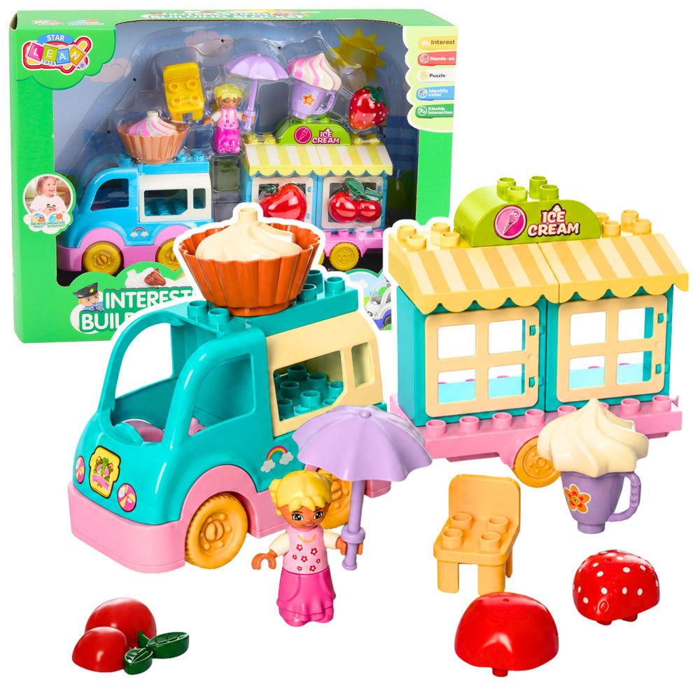 Ice Cream Shop Car With Motorized Girl Figure Desserts Blocks Set