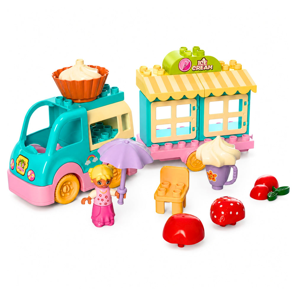 Ice Cream Shop Car With Motorized Girl Figure Desserts Blocks Set