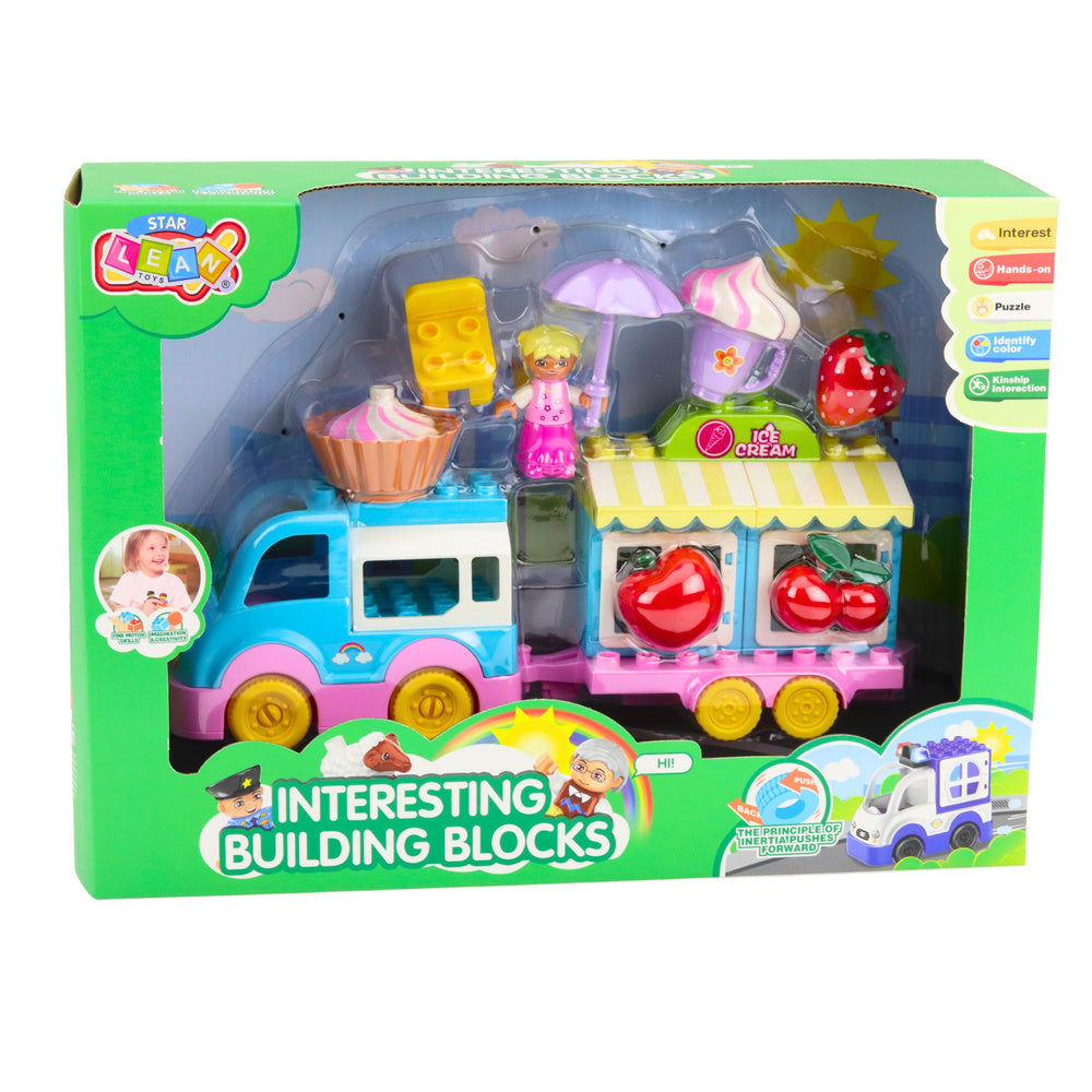 Ice Cream Shop Car With Motorized Girl Figure Desserts Blocks Set