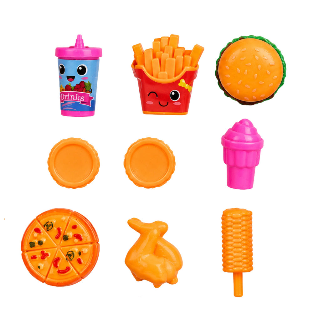 Mini Doll Fast Food Set Pizza Hamburger Table Chairs Accessories
