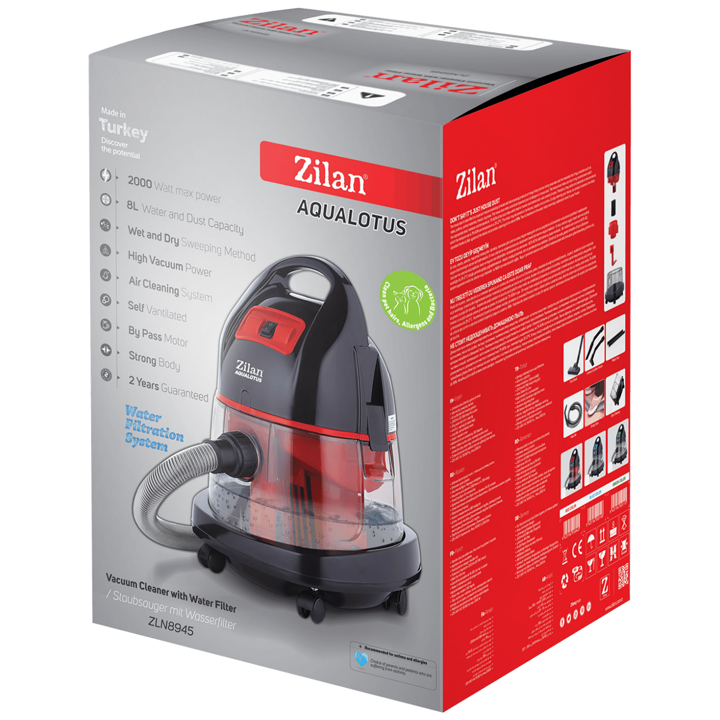 Zilan Mokrý/suchý vysavač, 1600 W, šedý - ZLN8945/GY