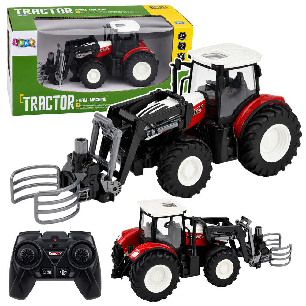 RC Red Remote Controlled Agricultural Tractor with Bale Gripper 1:24