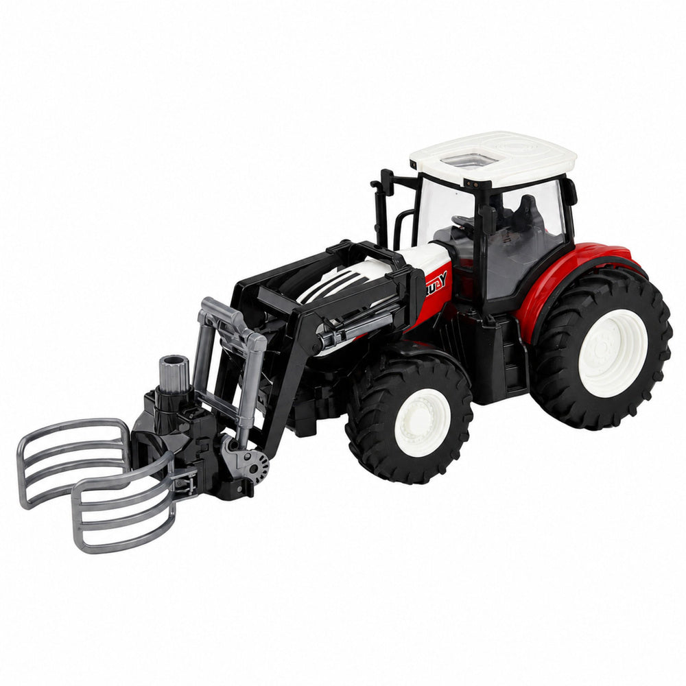 RC Red Remote Controlled Agricultural Tractor with Bale Gripper 1:24
