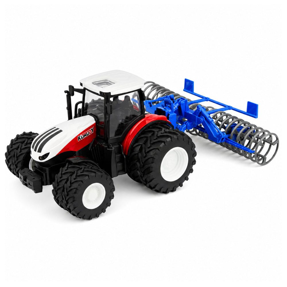 Remote Controlled Tractor with Roller RC Lights Red 1:24