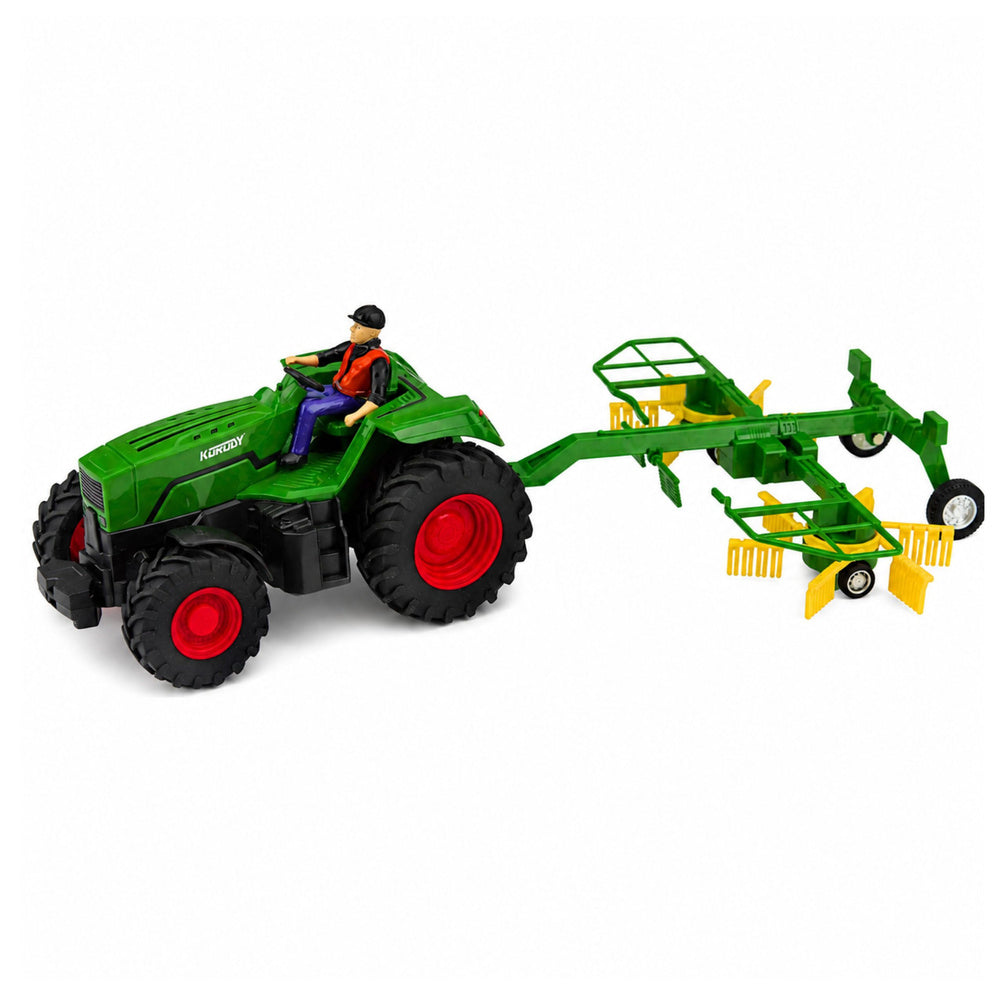 Remote Controlled Farm Tractor with Hay Rake RC Lights 1:24