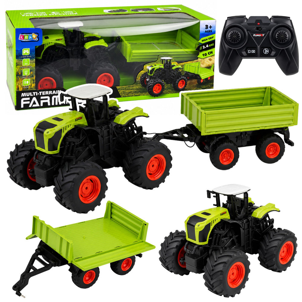 High Agricultural Tractor with Tipper Trailer, Remote Controlled, RC 1:16