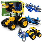 Agricultural Farm Tractor with Roller Lights Sounds Yellow 1:24