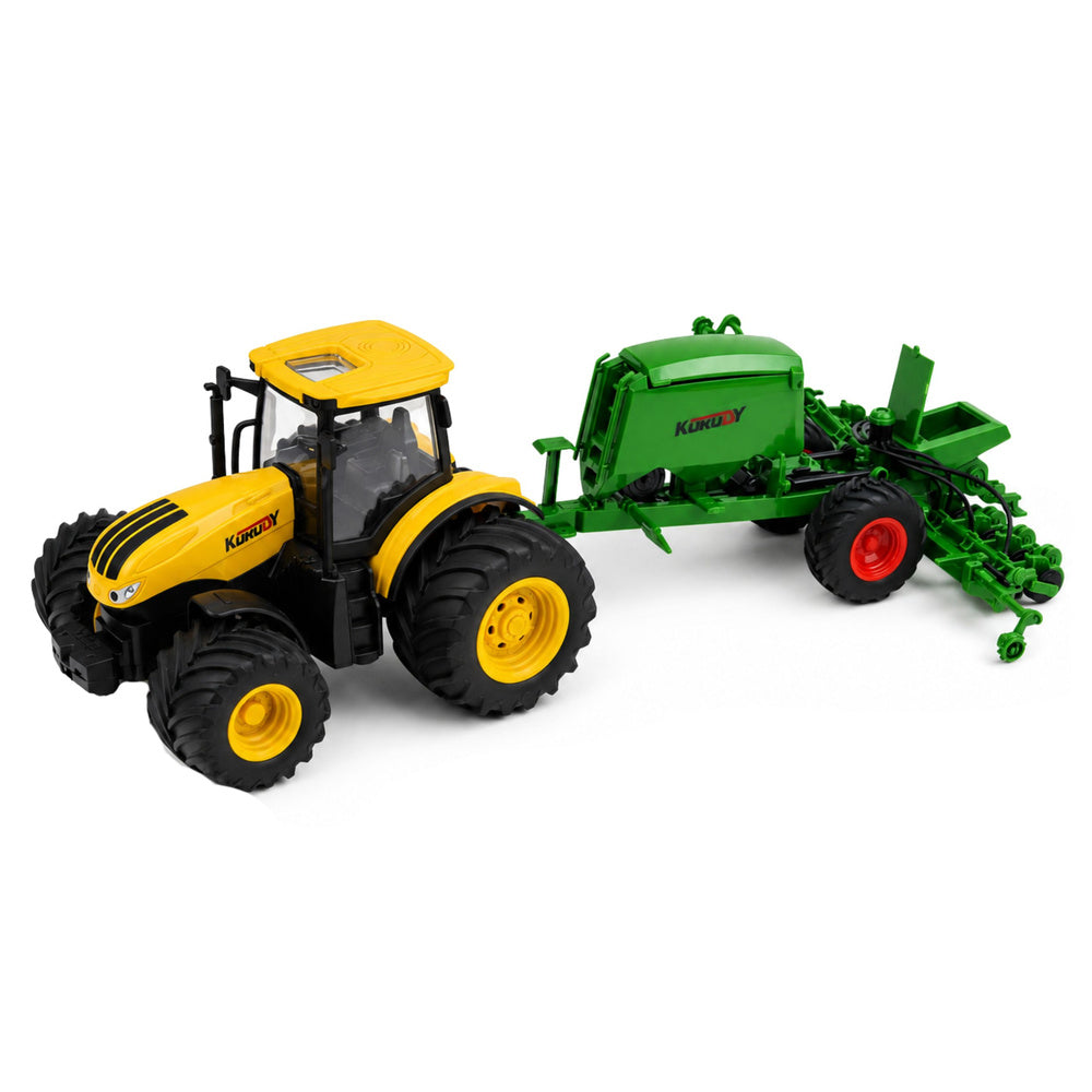 Agricultural Tractor with Seeder and Cultivator Lights Sounds Yellow 1:24