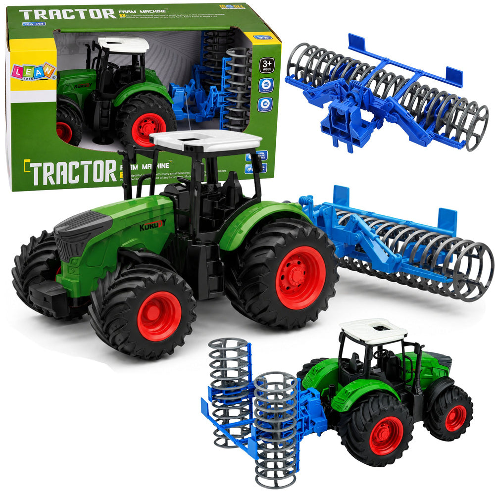 Agricultural Farm Tractor with Roller Green 1:24