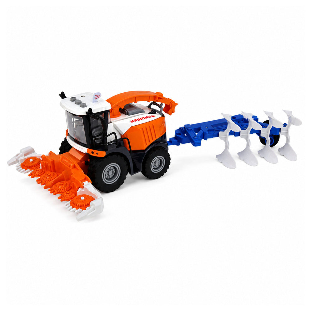 Agricultural Combine Harvester with Header and Plow Farmer Figures Horse Lights Sounds 4 pcs.