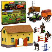 Set Farm Stud Farm Tractor Obstacle Course Jumping Hills Horses Figures 72 pcs.