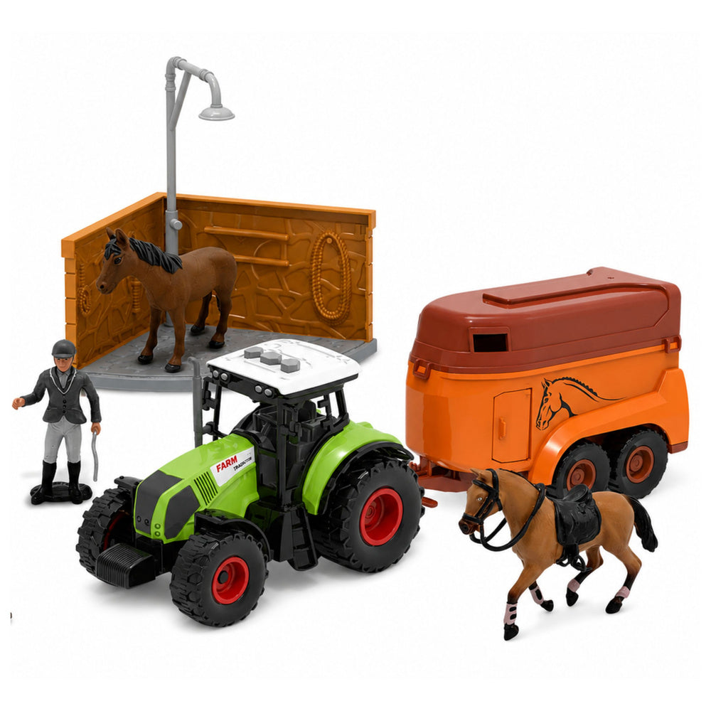 Set Farm Stud Farm Tractor Obstacle Course Jumping Hills Horses Figures 72 pcs.