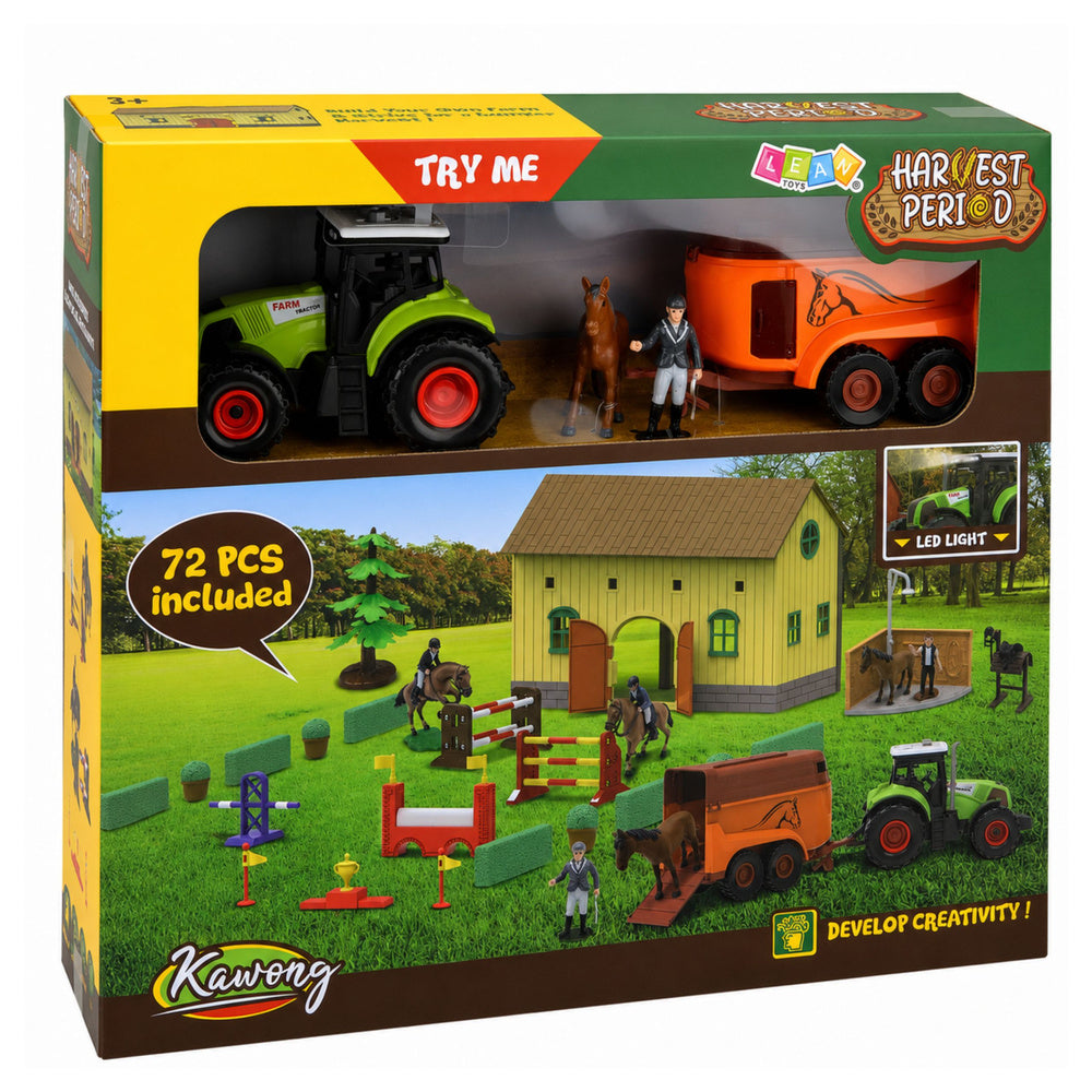 Set Farm Stud Farm Tractor Obstacle Course Jumping Hills Horses Figures 72 pcs.