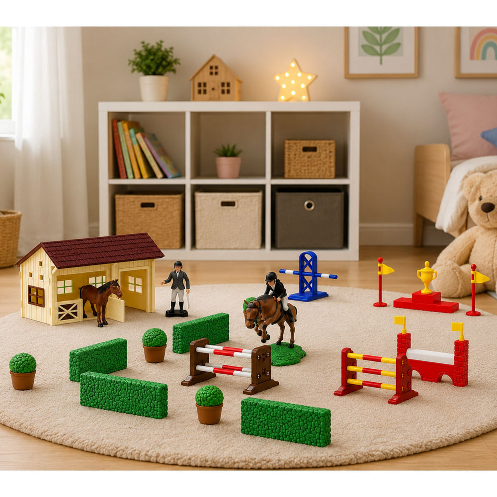 Set Farm Horse Stud Obstacle Course Stable Horses Figures 26 pcs.