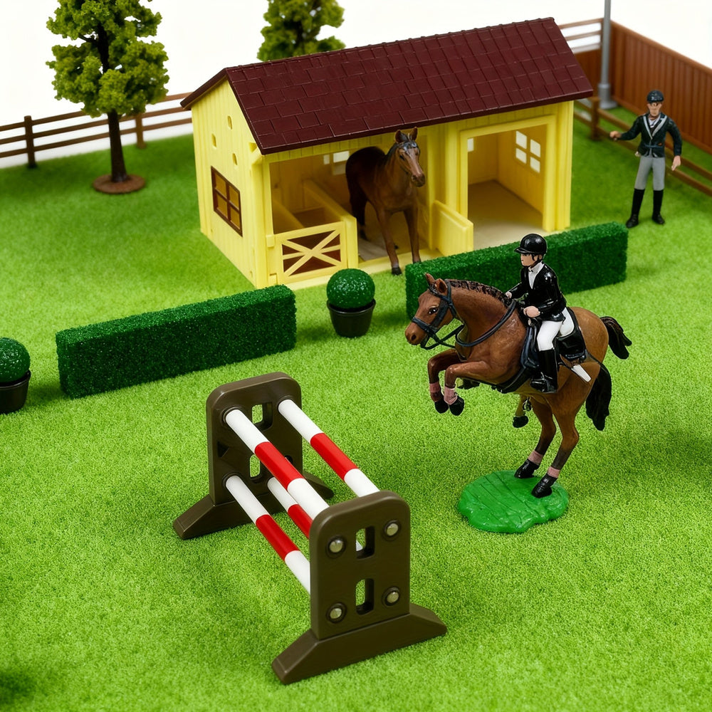 Set Farm Horse Stud Obstacle Course Stable Horses Figures 26 pcs.
