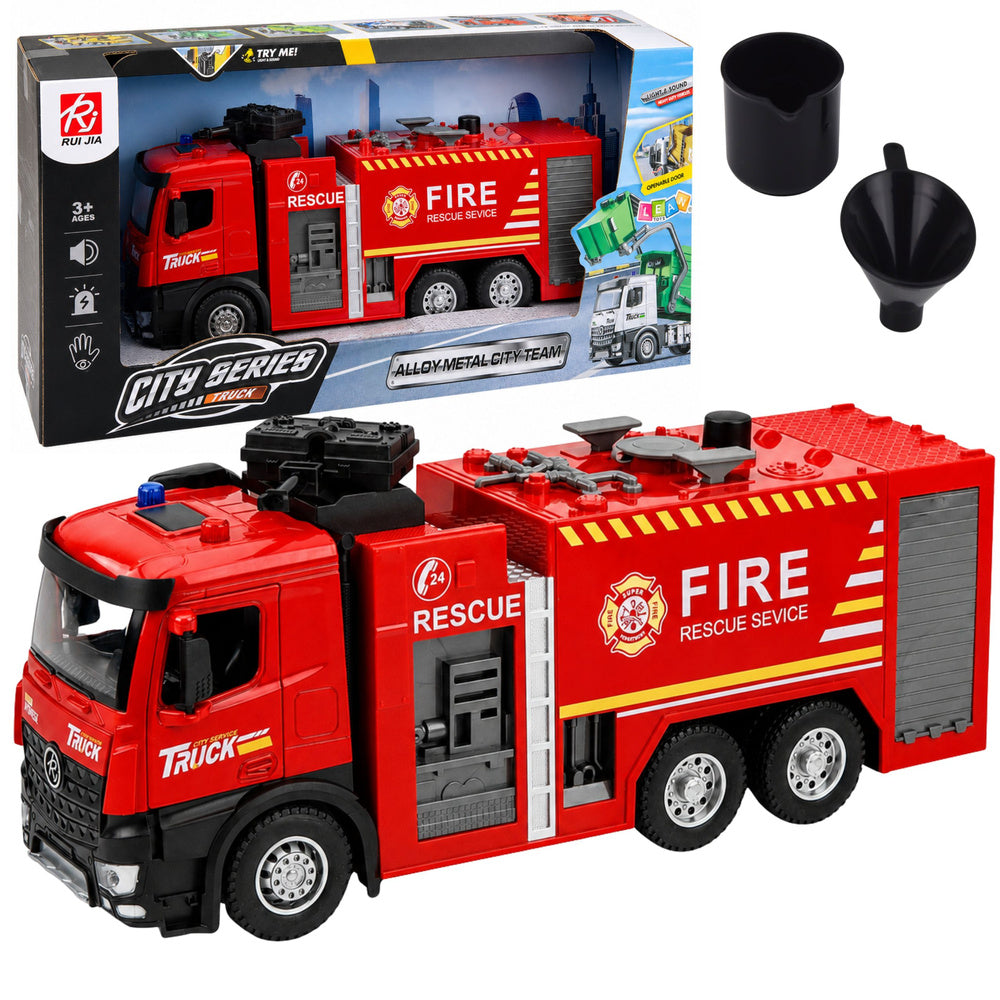 Fire Truck with Water Function, Metal Cabin, Lights, Sounds 1:12