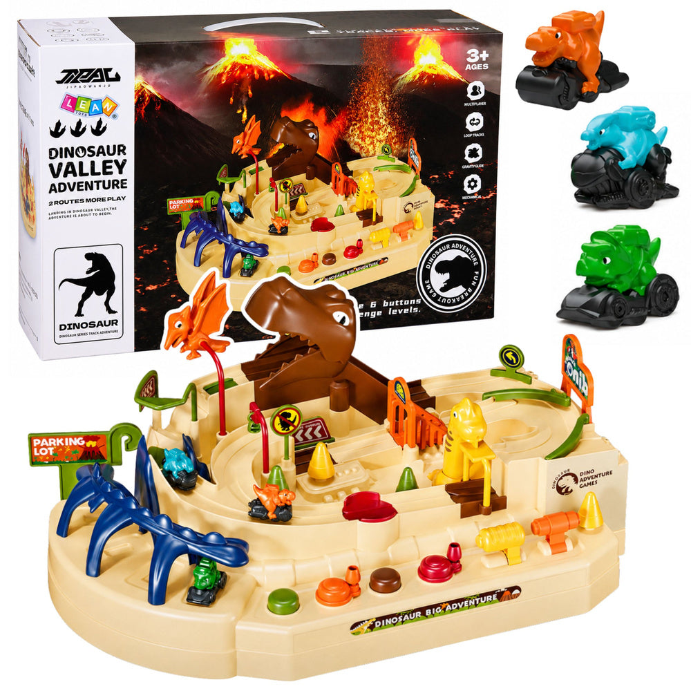 Interactive Manual Arcade Track with Dinosaurs 8 Challenges Vehicles