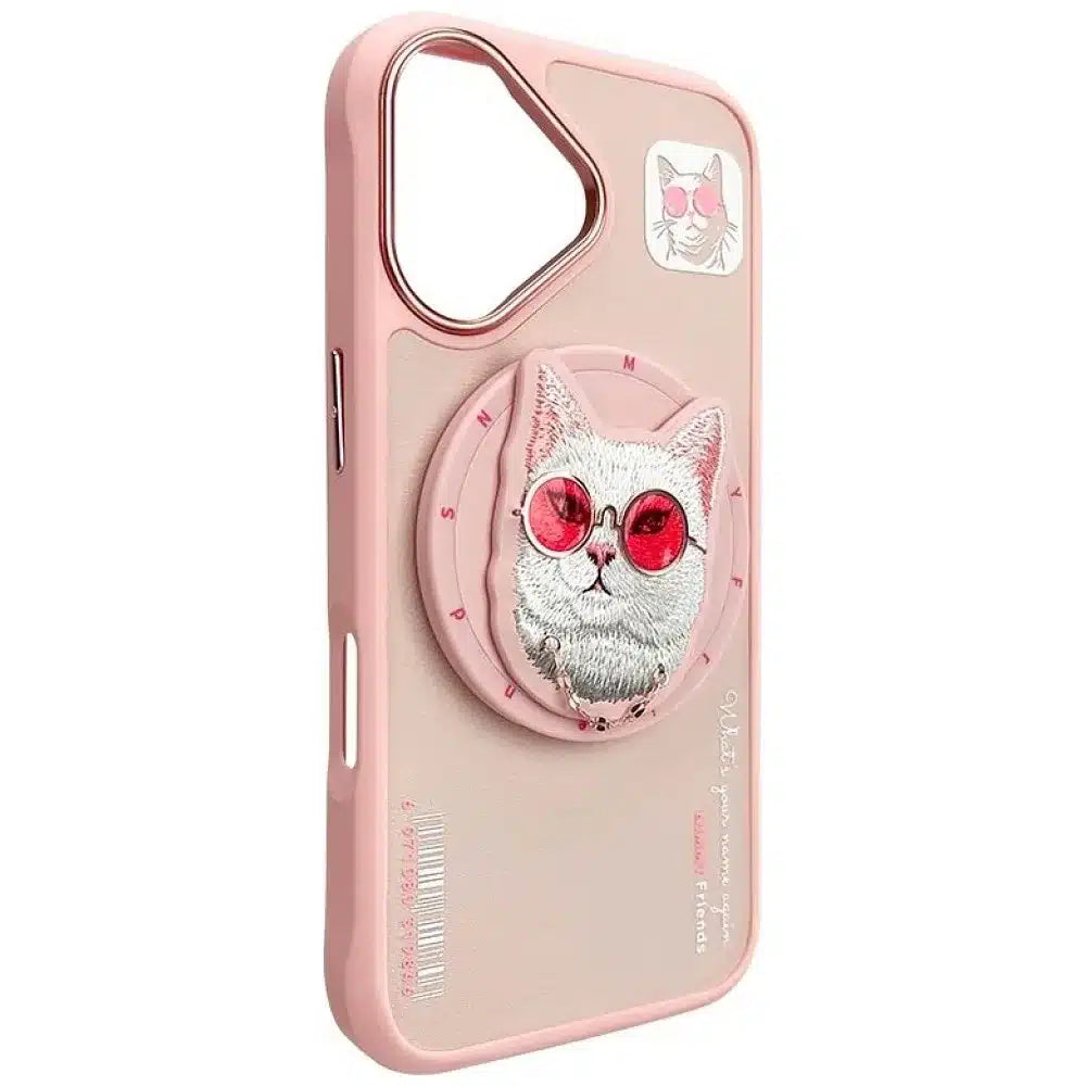 NIMMY GLASSES COOL CAT MagSafe kompatibilní pouzdro pro iPhone 16 růžové